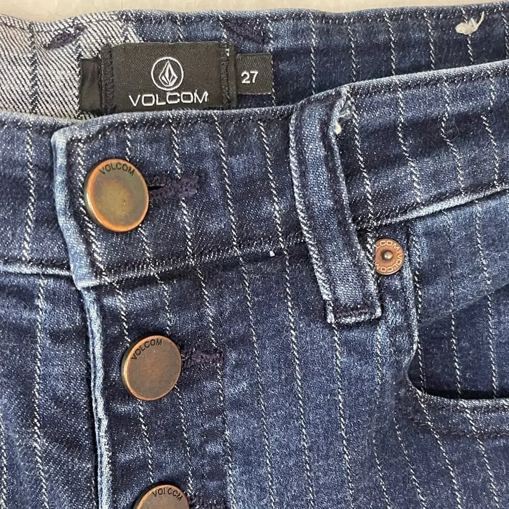 Volcom High Rise Dark Blue Striped Jeans